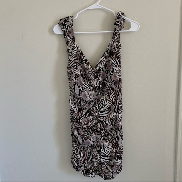 NWOT Aritzia Wilfred Veda Animal Snake Zebra Print Ruched Open Back Mini Dress 2 - Picture 2 of 6